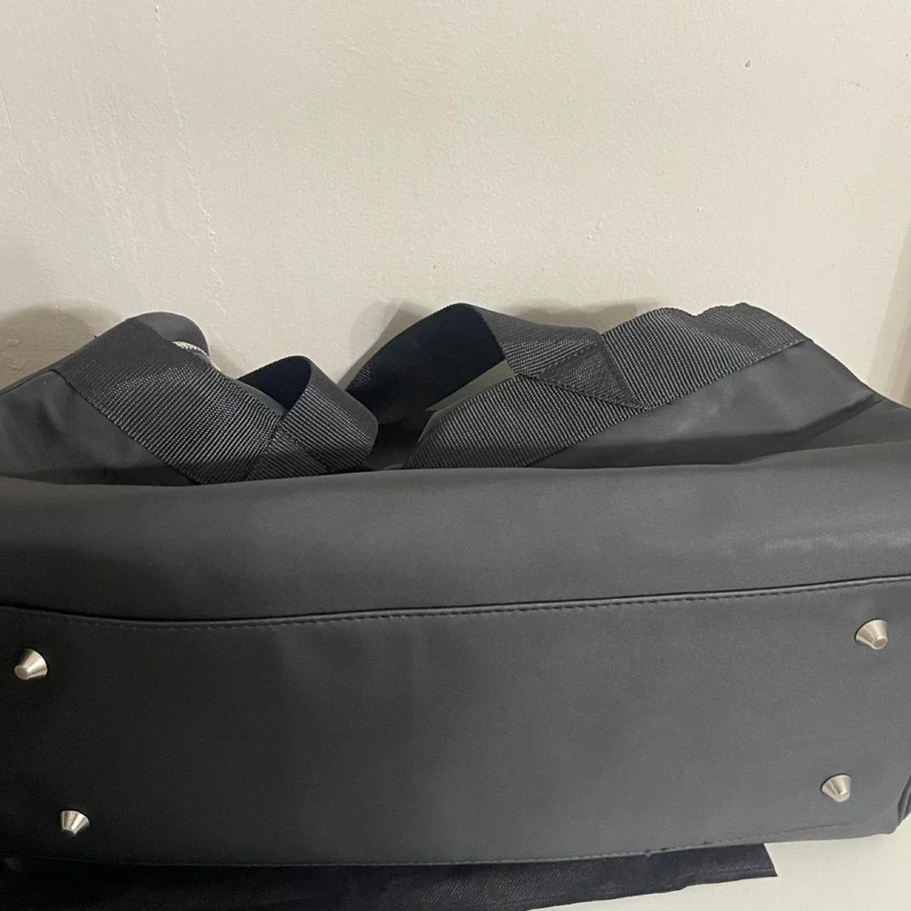 NWT Versace black nylon duffle bag with white Greek key pattern